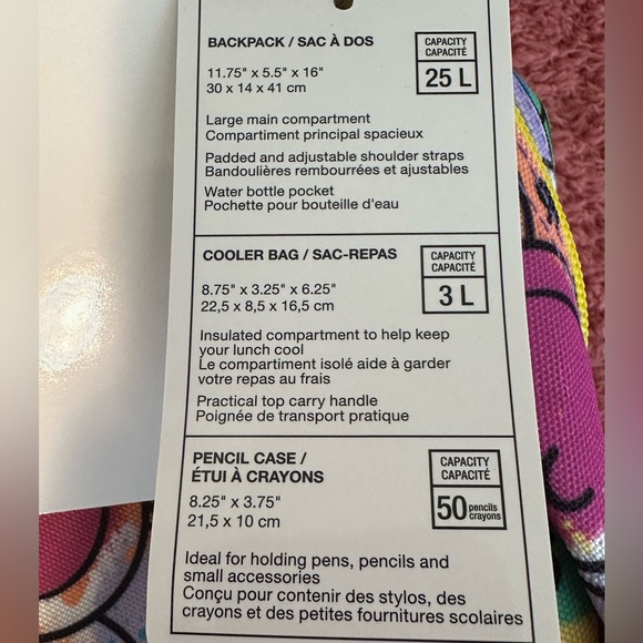 NWT - Colorful Smiley Face Kids Backpack Set - Picture 15 of 16